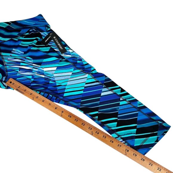 NWT Soma Sport Womens Blue Geometric Sprint Stripe Royal Crop Leggings Size L - Picture 10 of 11